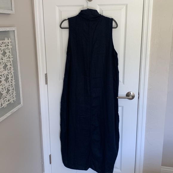 Sleeveless Navy Linen Blend Maxi dress size XL - Picture 3 of 7